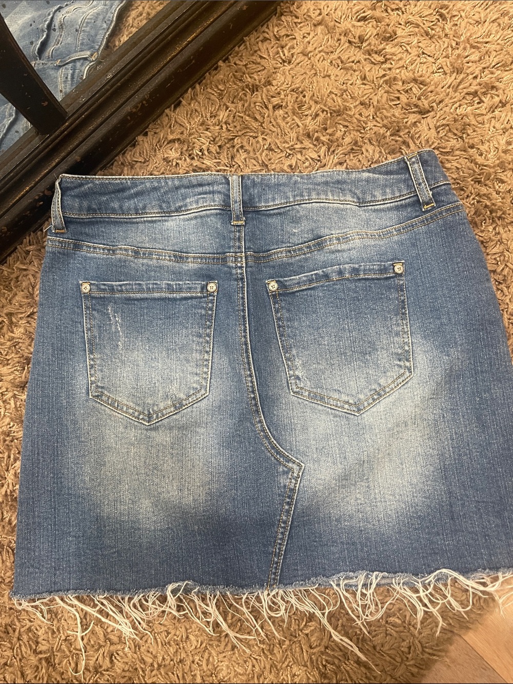 Altar'd State Blue Distressed Denim Mini Skirt - Picture 4 of 4